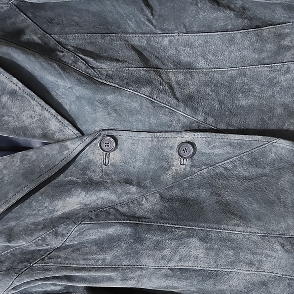 Vintage SIENA 100% Leather Women's blue jacket blazer size 8 - Picture 3 of 8